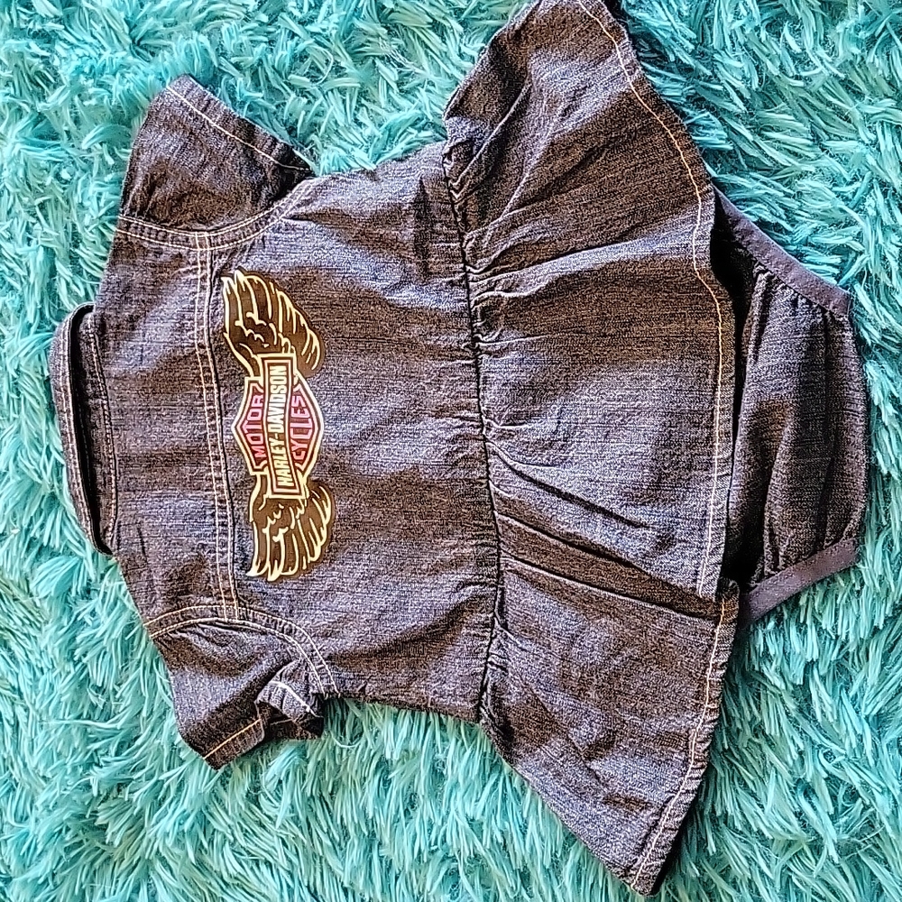 Harley Davidson Denim Onesie Size 3/6 Months - Picture 3 of 6